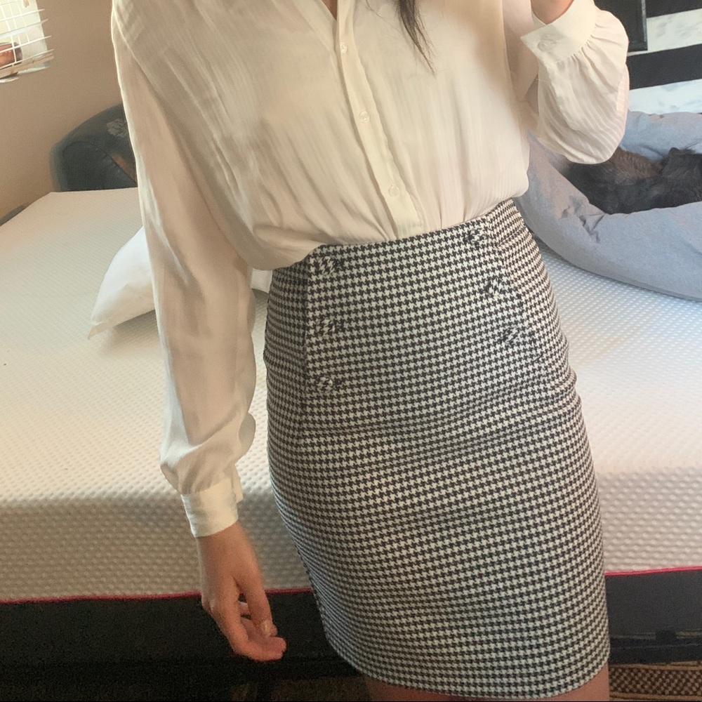 Gingham patterned midi pencil skirt